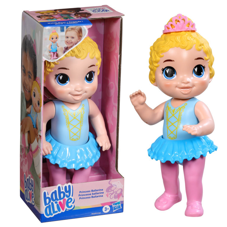 Muñeca Baby Alive Princesa en traje de baile con corona y caja de presentación